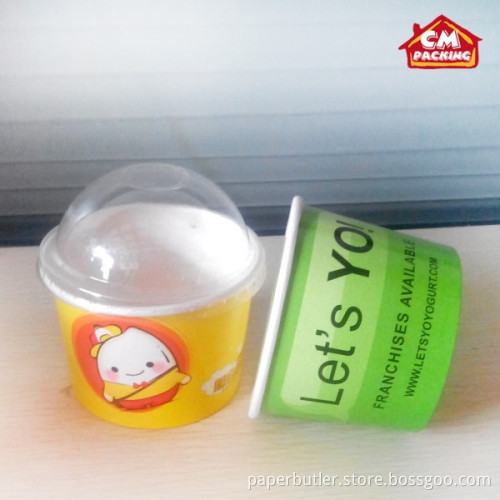 PE coated ice cream paper cup with lid